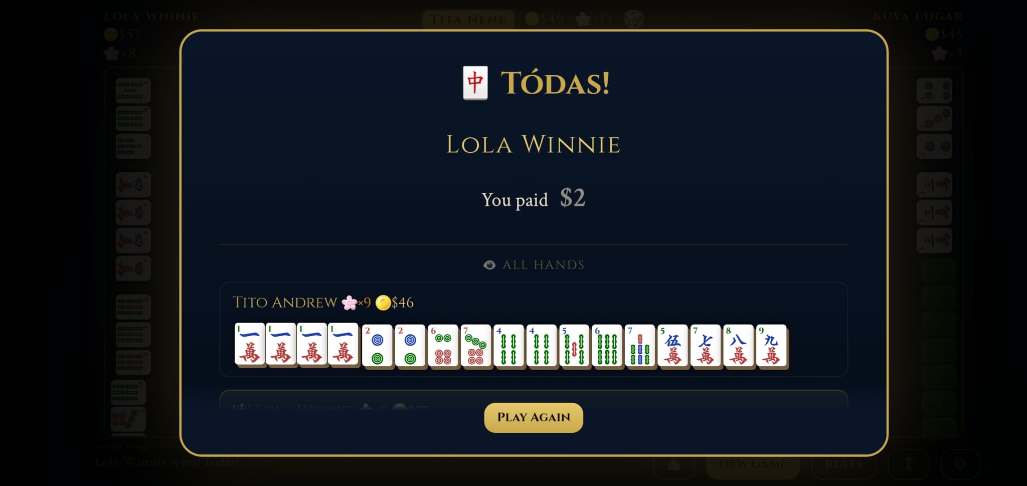 Winning hand